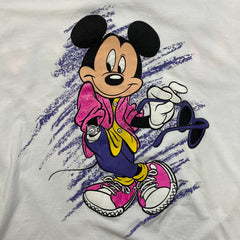 Vintage 90s Mickey Mouse T Shirt Mens Medium White Double Sided Disney Graphic Tee