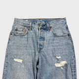 Levi's 501 Jeans Womens 24x30 Blue Original Fit Straight Distressed Light Wash Pants