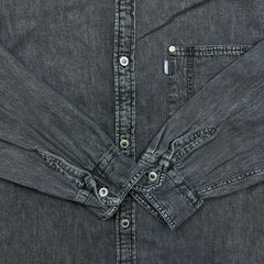 Levi’s Silvertab Denim Shirt Mens XL Black Oversized Acid Wash Button Up Western