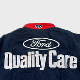 Vintage 90s Jeff Hamilton NASCAR Jacket Large USA Dale Jarret Ford Racing Quality Care