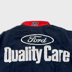 Vintage 90s Jeff Hamilton NASCAR Jacket Large USA Dale Jarret Ford Racing Quality Care