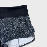 Lululemon Race Pace Short Womens Size 4 Black Mini Splatter Athletic Lined Pants