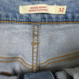 Levi's Wedgie Skinny Jeans Womens 32x26 Blue Light Wash Thrashed High Rise Denim Pants