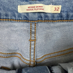 Levi's Wedgie Skinny Jeans Womens 32x26 Blue Light Wash Thrashed High Rise Denim Pants