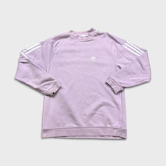 Adidas Sweatshirt Womens Small Pink Original Trefoil Spell Out Pullover Crewneck