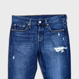 Levi's 501 T Jeans Mens 32x28 Blue Taper Fit Distressed Dark Wash Denim Pants