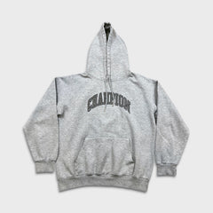 Vintage 90s Champion Hoodie Mens Large Gray Script Pullover Hooded Sweater