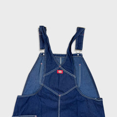 Dickies Overalls Mens 40x28 Blue Bib Medium Wash Hammer Loop Workwear Frayed