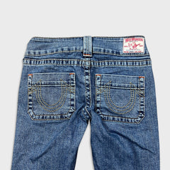 Vintage Y2K True Religion Sammy Jeans Womens 28x32 Blue Low Rise Flare Leg Bootcut Denim Pants