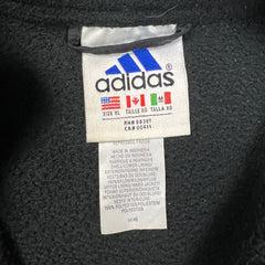 Vintage 90s Adidas Fleece Mens XL Black 3 Stripe Spell Out Full Zip Jacket