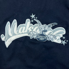 Vintage Y2K Makaveli Leather Jacket Mens Large Blue Tupac Shakur Varsity Letterman