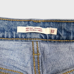 Levi's Ribcage Straight Jean Womens 32x27 Blue Distressed High Rise Light Wash Denim Pants