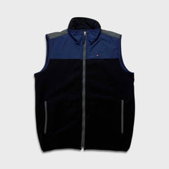 Tommy Hilfiger Vest Mens Medium Black Flag Outdoor Full Zip Fleece Jacket