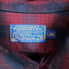 Vintage 90s Sir Pendleton Shirt Mens XL Red Wool Long Sleeve Plaid USA Button Up