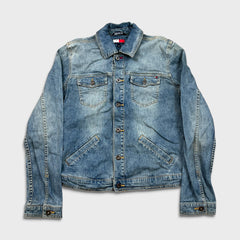 Vintage 90s Tommy Hilfiger Denim Jacket Womens XS Blue Western Trucker