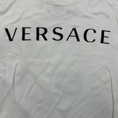 Versace T Shirt Mens Medium White Spell Out Medusa Logo Short Sleeve Tee