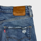 Levi's 70s Style High Flare Jeans Womens 31x24 Blue Medium Wash Distressed Denim Pants