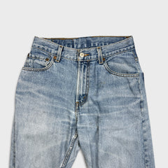 Levi's 505 Jean Mens 28x30 Blue Regular Straight Leg Light Wash Distressed Denim Pants