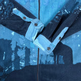 Mountain Ridge Wolf Fleece Mens Large Blue Winter Full Zip AOP Animal Jacket