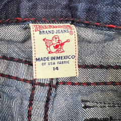 True Religion Jack Big T Jeans Womens 28x32 Blue Slim Straight Low Rise USA Denim Pants