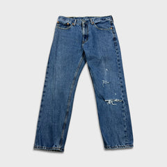 Levi's 505 Jeans Mens 34x30 Blue Regular Fit Straight Leg Distressed Medium Wash Denim Pants