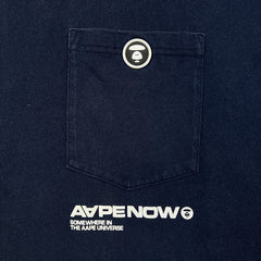 AAPE By A Bathing Ape Mens XL Blue One Point Spell Out Graphic Pocket T Shirt
