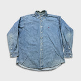Vintage 90s Polo Ralph Lauren Denim Shirt Mens Large Blue Blake Casual Button Up