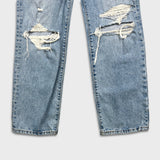 Levi's 501 Jeans Womens 24x30 Blue Original Fit Straight Distressed Light Wash Pants