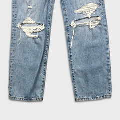 Levi's 501 Jeans Womens 24x30 Blue Original Fit Straight Distressed Light Wash Pants