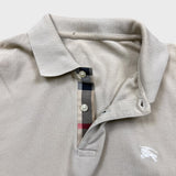 Burberry Polo Shirt Mens Large Beige Nova Check Tartan Preppy Short Sleeve