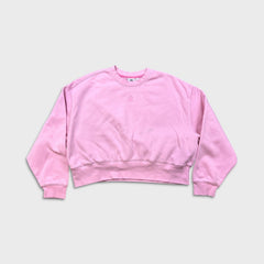 Adidas Originals Sweatshirt Womens Large Pink Cropped Center Trefoil Pullover