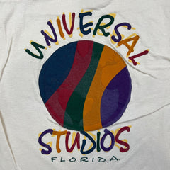 Vintage 90s Universal Studios Florida T Shirt Mens Medium White Short Sleeve Tee