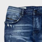 Diesel Jeans Mens 34x32 Blue Tepphar Slim Tapered Fit Medium Wash Distress Denim Pants