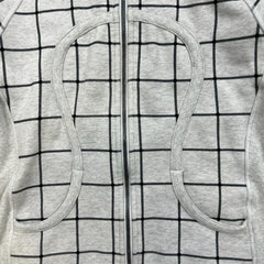 Lululemon Scuba Hoodie Womens Size 8 Gray Striped Full Zip Hooded Sweatshirt