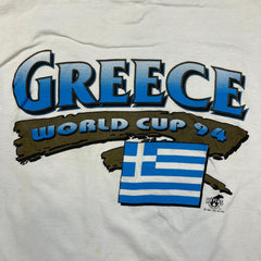 Vintage 1994 Greece FIFA World Cup T Shirt Mens XL White Soccer Sports Tee