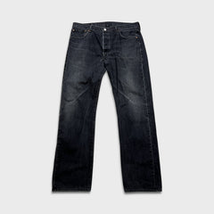 Levi's 501 Jeans Mens 36x32 Black Original Straight Leg Dark Wash Button Fly Denim Pants