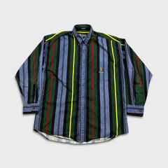 Vintage 90s Chaps Ralph Lauren Shirt Mens Large Blue Striped Preppy Button Up