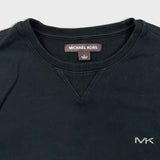 Michael Kors Sweatshirt Mens Large Black Embroidered MK Logo Pullover Sweater