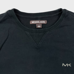 Michael Kors Sweatshirt Mens Large Black Embroidered MK Logo Pullover Sweater