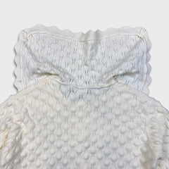 Vintage 90s Ivory Bobble Knit Cardigan Womens Small White Pearl Button Sweater