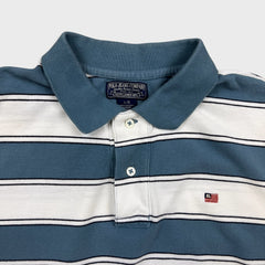 Vintage 90s Polo Ralph Lauren Company Shirt Mens Large White Flag Striped Short Sleeve