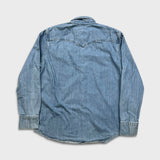 Levi's Barstow Denim Shirt Men XL Blue Light Wash Casual Jean Western Pearl Snap