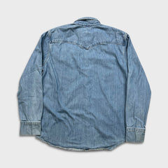 Levi's Barstow Denim Shirt Men XL Blue Light Wash Casual Jean Western Pearl Snap