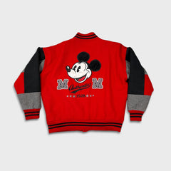 Vintage 90s Disney Mickey Mouse Jacket Mens Medium Red Varsity Letterman