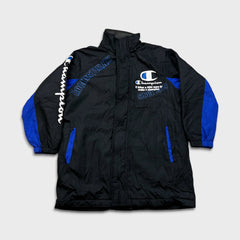 Vintage 90s Champion Jacket Mens XS Black Rochester NY USA Bomber