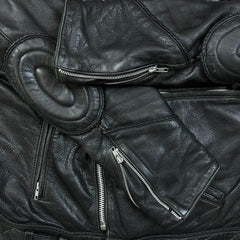 Vintage 80s Leather Ranch Motorcycle Jacket Mens Large Black Padded Biker Moto