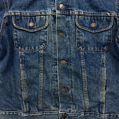 Vintage 90s Gap Denim Jacket Mens Medium Blue Lined Medium Wash USA Jean Trucker