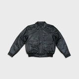 Vintage Y2K Ultra One Platinum TA Petro Leather Jacket Mens Medium Black A2 Flight Bomber