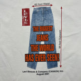 Vintage 2001 Levi Strauss Canada T Shirt Mens XL White Biggest Jeans Promo Tee