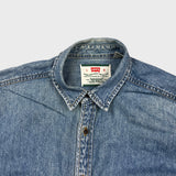 Vintage 90s Levi's Denim Shirt Mens Large Blue Faded Western Button Up